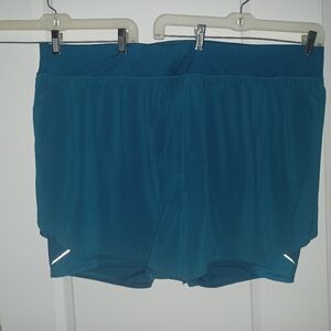 SOLD All In Motion women's plus size 2X athletic shorts 2-in-1 teal- 2 for $16